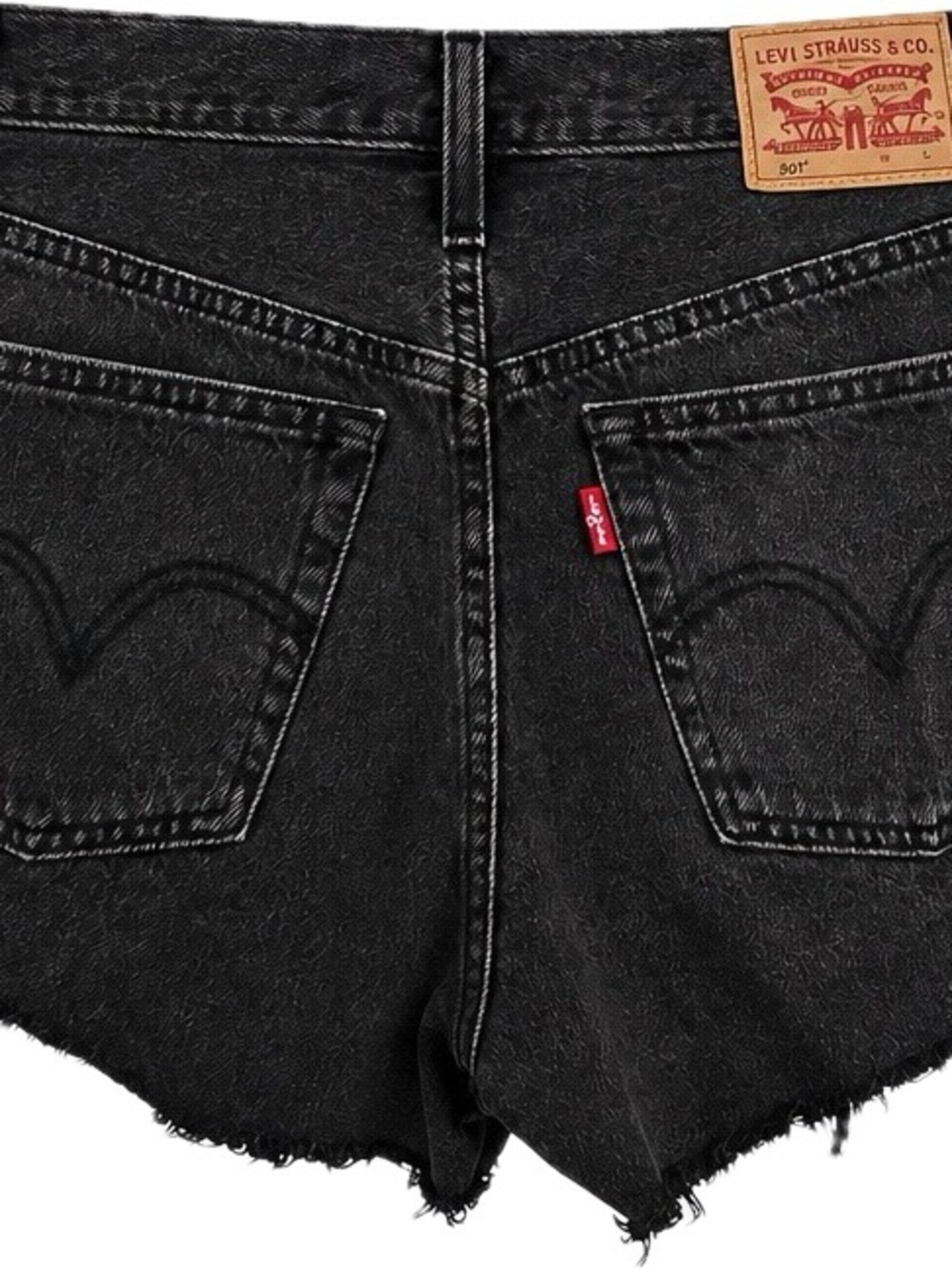 Levi’s 501 Original High Rise Cutoff Denim Short Size 26 Washed Black Frayed Hem